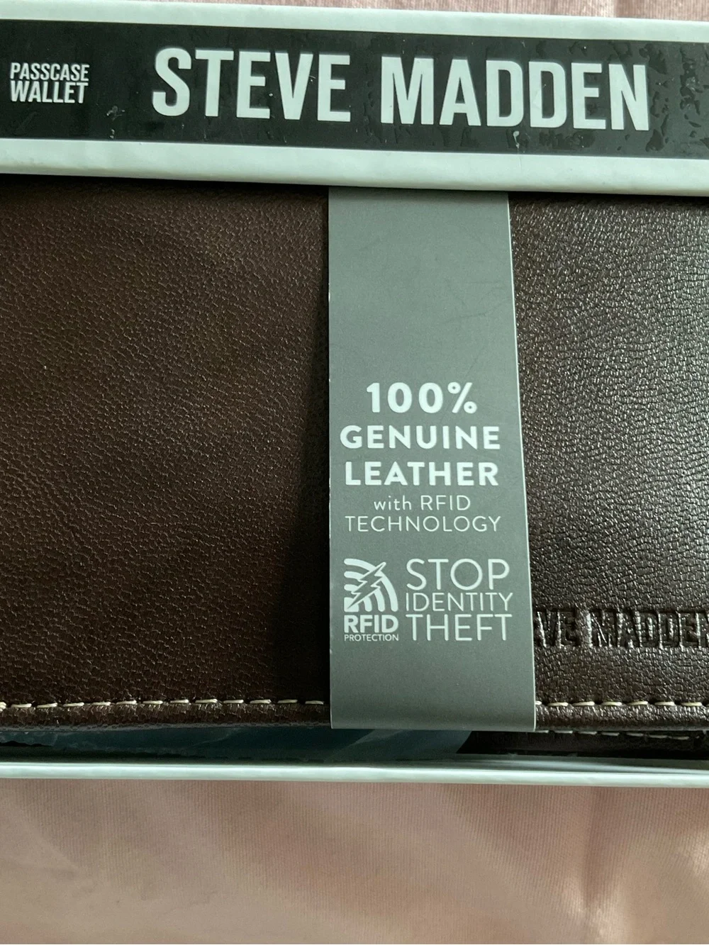 Steve Madden Men’s RFID Genuine Leather Passcase Wallet - Brown
